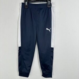 Puma Kids Track‎ Pants Two Navy Blue White Athletic Jogger Size 5 NWT Soccer
